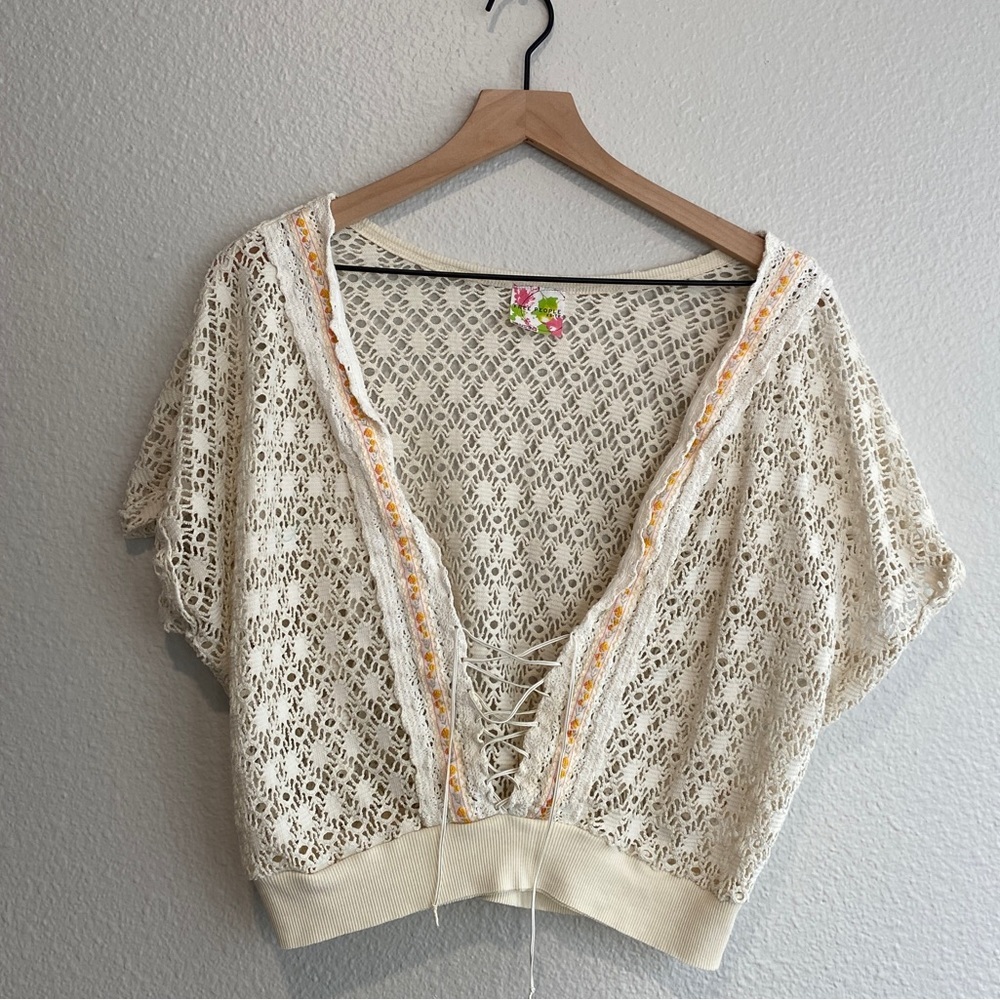 Free People Embroidery Crochet Top